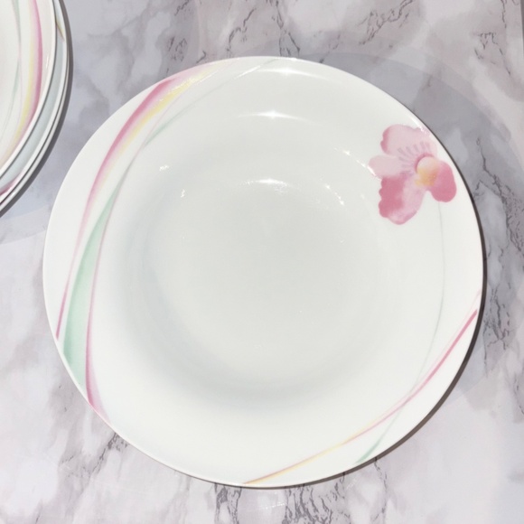 Vintage Mikasa Pink Hibiscus Wide Rimmed Bowl-set of 4 - Picture 2 of 6